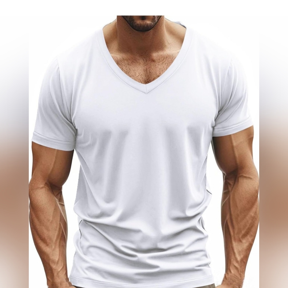 Men's White V-Neck T-Shirt
